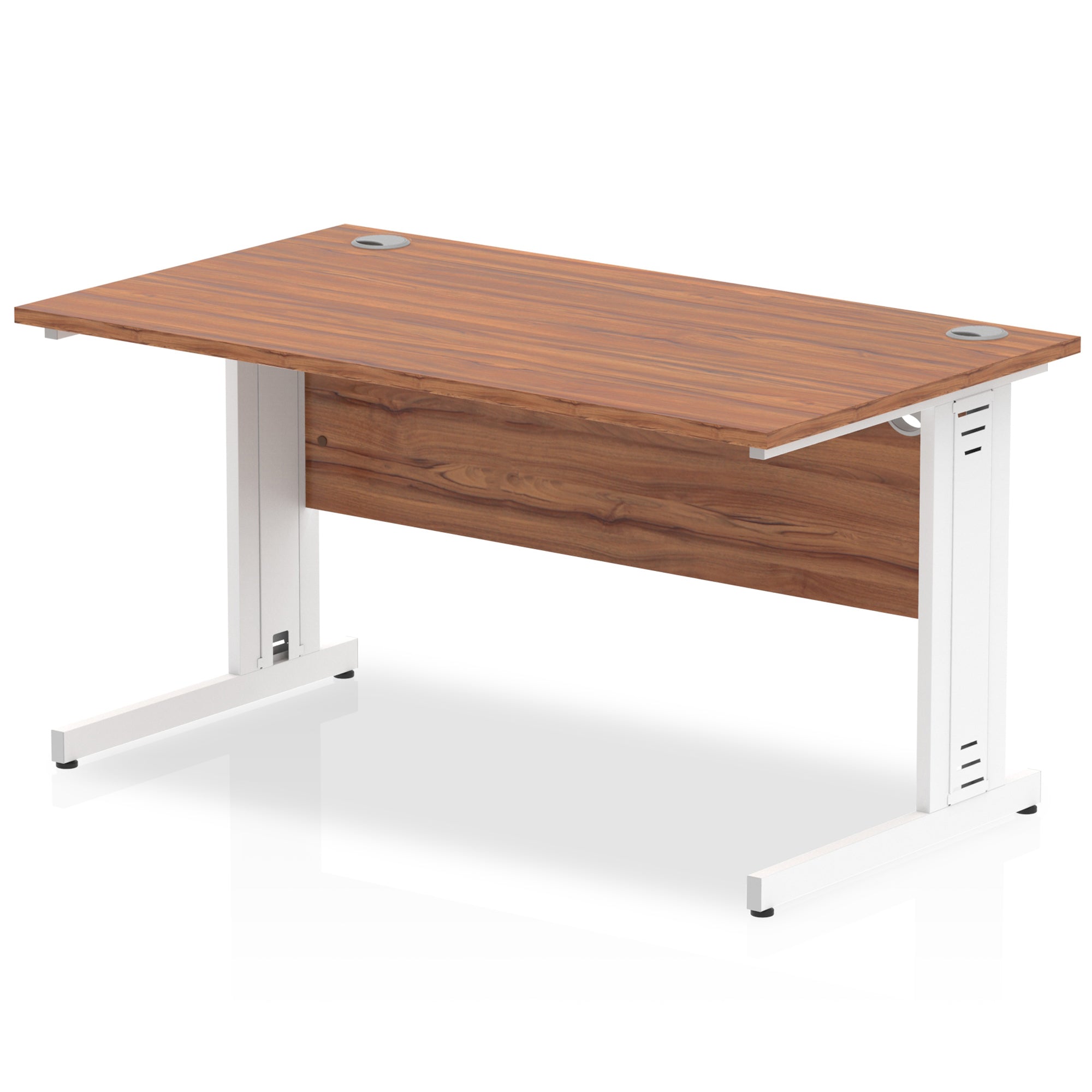 Office furniture impulse-140mm-straight-desk-cable-managed-leg Dynamic  White Colour Walnut 