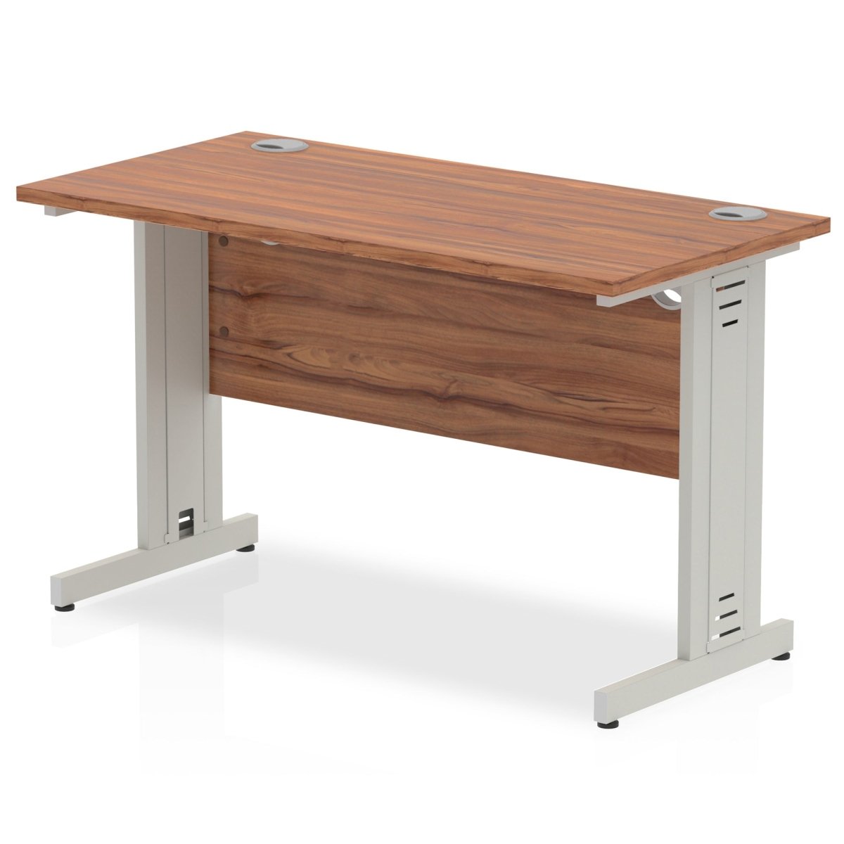 Office furniture impulse-120mm-slimline-desk-cable-managed-leg Dynamic  Silver Colour Walnut 
