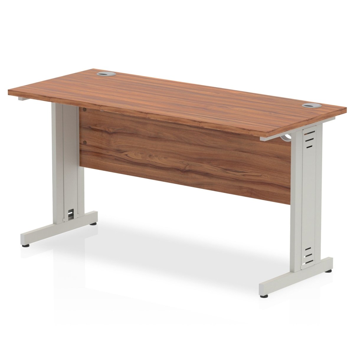 Office furniture impulse-140mm-slimline-desk-cable-managed-leg Dynamic  Silver Colour Walnut 