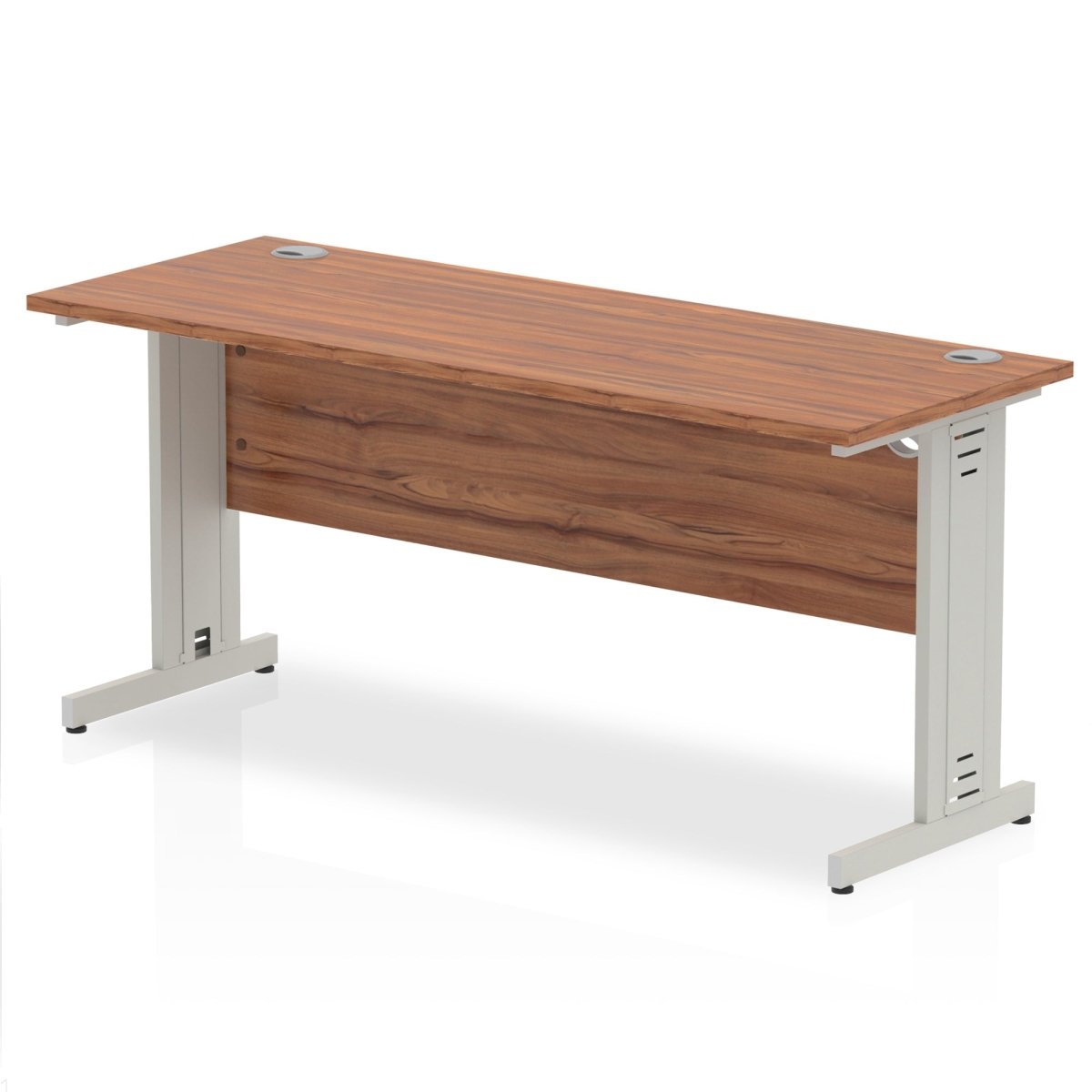 Office furniture impulse-160mm-slimline-desk-cable-managed-leg Dynamic  Silver Colour Walnut 