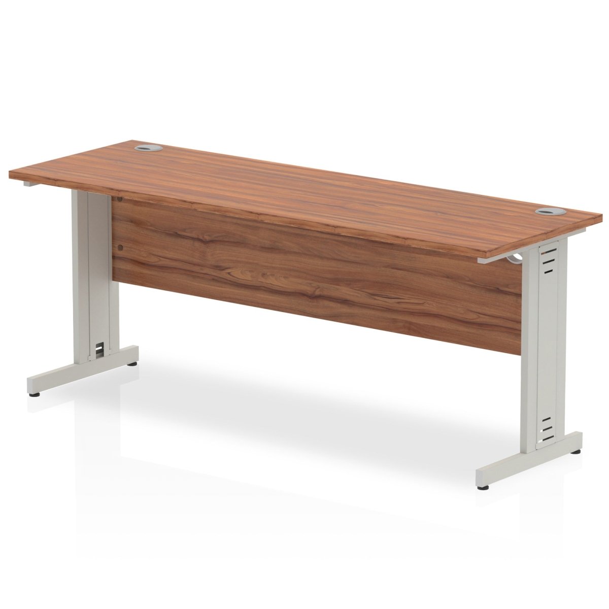 Office furniture impulse-180mm-slimline-desk-cable-managed-leg Dynamic  Silver Colour Walnut 