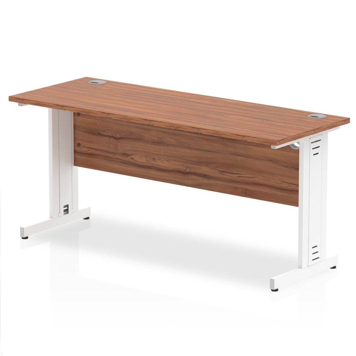 Office furniture impulse-160mm-slimline-desk-cable-managed-leg Dynamic  White Colour Walnut 