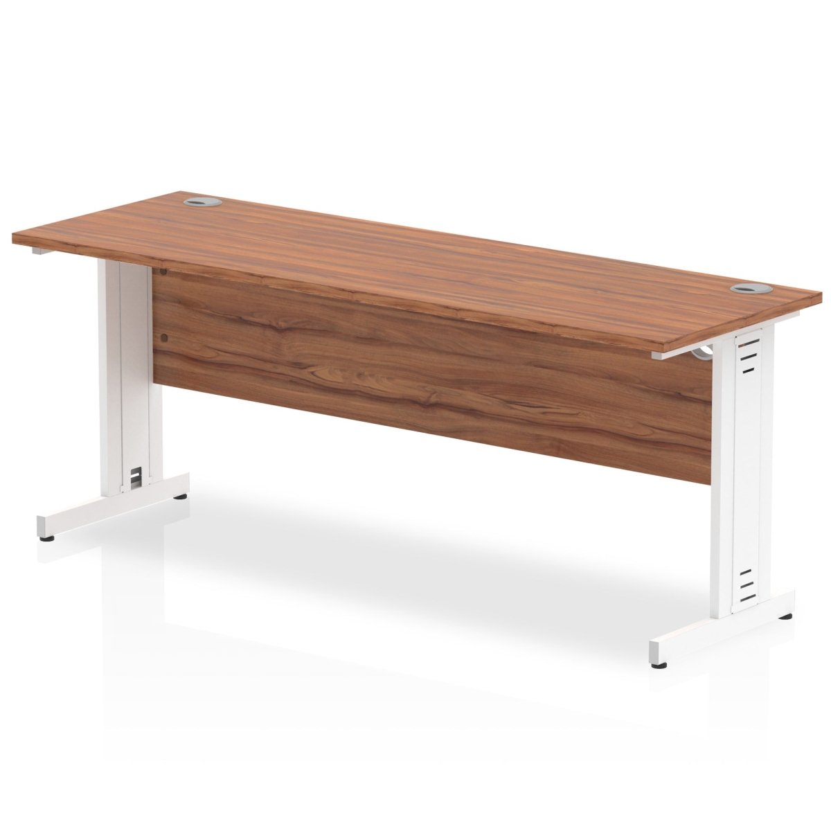 Office furniture impulse-180mm-slimline-desk-cable-managed-leg Dynamic  White Colour Walnut 