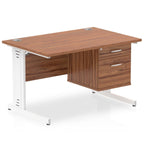 Office furniture impulse-120mm-cable-managed-straight-desk-with-fixed-pedestal Dynamic  WALNUT Desk Colour 2 Drawer 