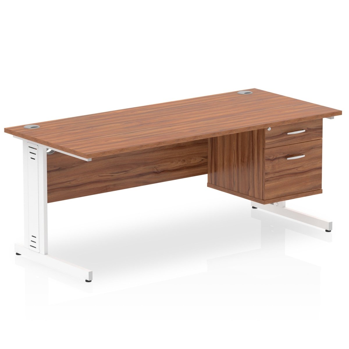 Office furniture impulse-180mm-cable-managed-straight-desk-with-fixed-pedestal Dynamic  OAK Desk Colour 2 Drawer 