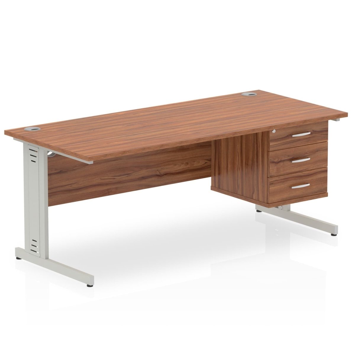 impulse-180mm-cable-managed-straight-desk-with-fixed-pedestal Dynamic  OAK Desk Colour 2 Drawer & 3 Drawer 