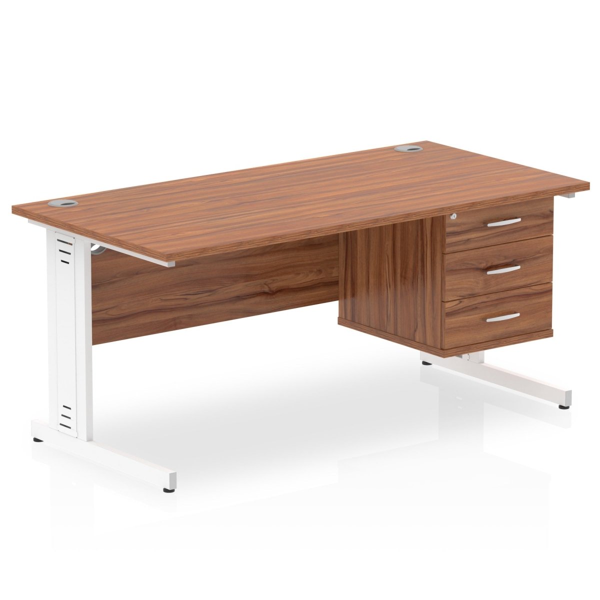 Office furniture impulse-160mm-cable-managed-straight-desk-with-fixed-pedestal Dynamic  OAK Desk Colour 2 Drawer x2 