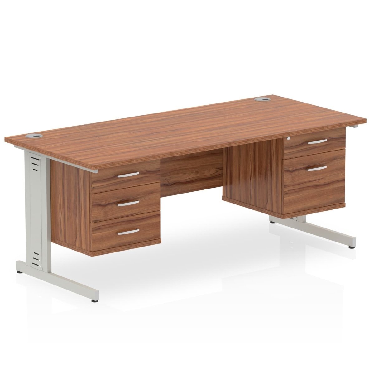 Office furniture impulse-160mm-cable-managed-straight-desk-with-fixed-pedestal Dynamic  MAPLE Desk Colour 2 Drawer x2 
