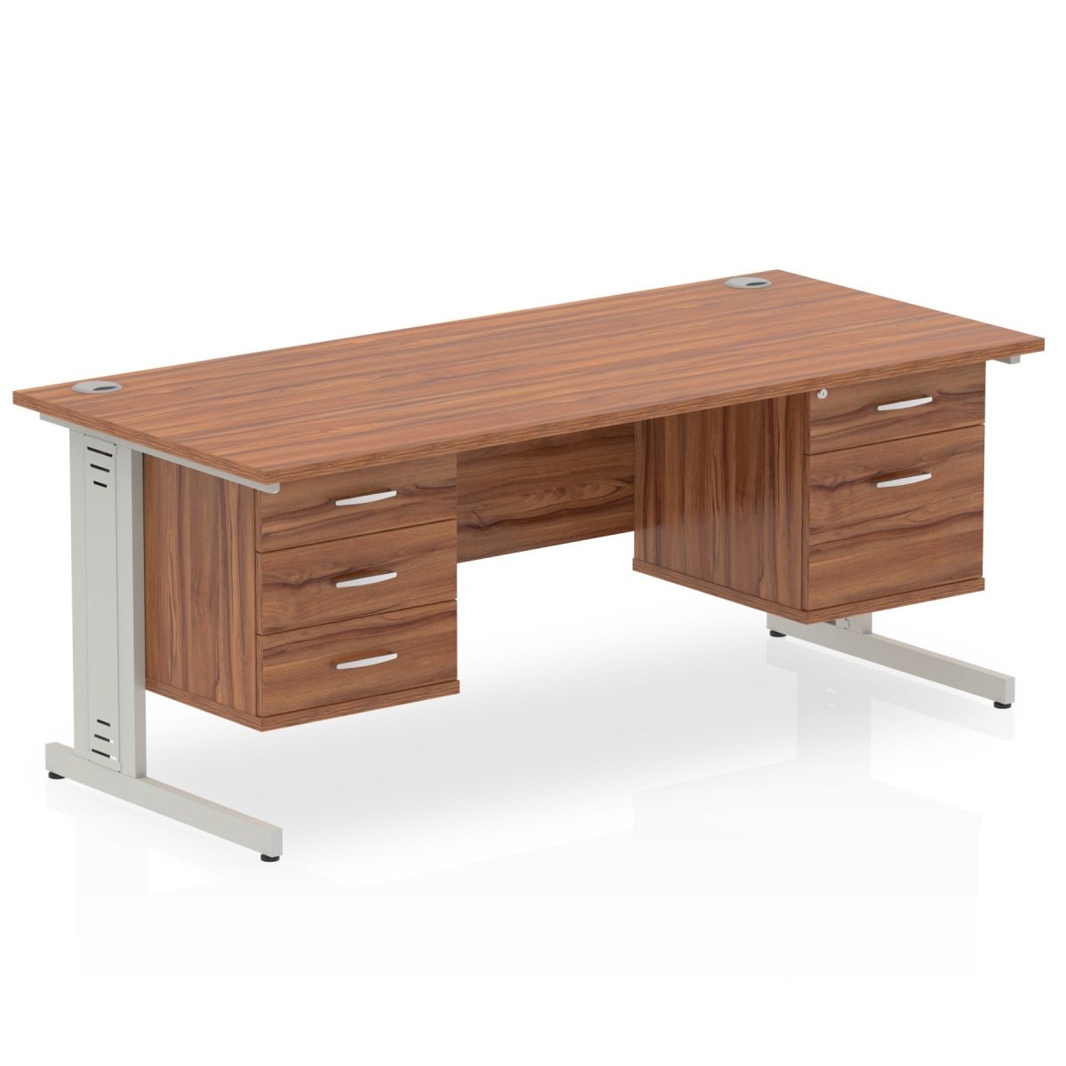 Office furniture impulse-180mm-cable-managed-straight-desk-with-fixed-pedestal Dynamic  MAPLE Desk Colour 3 Drawer x2 