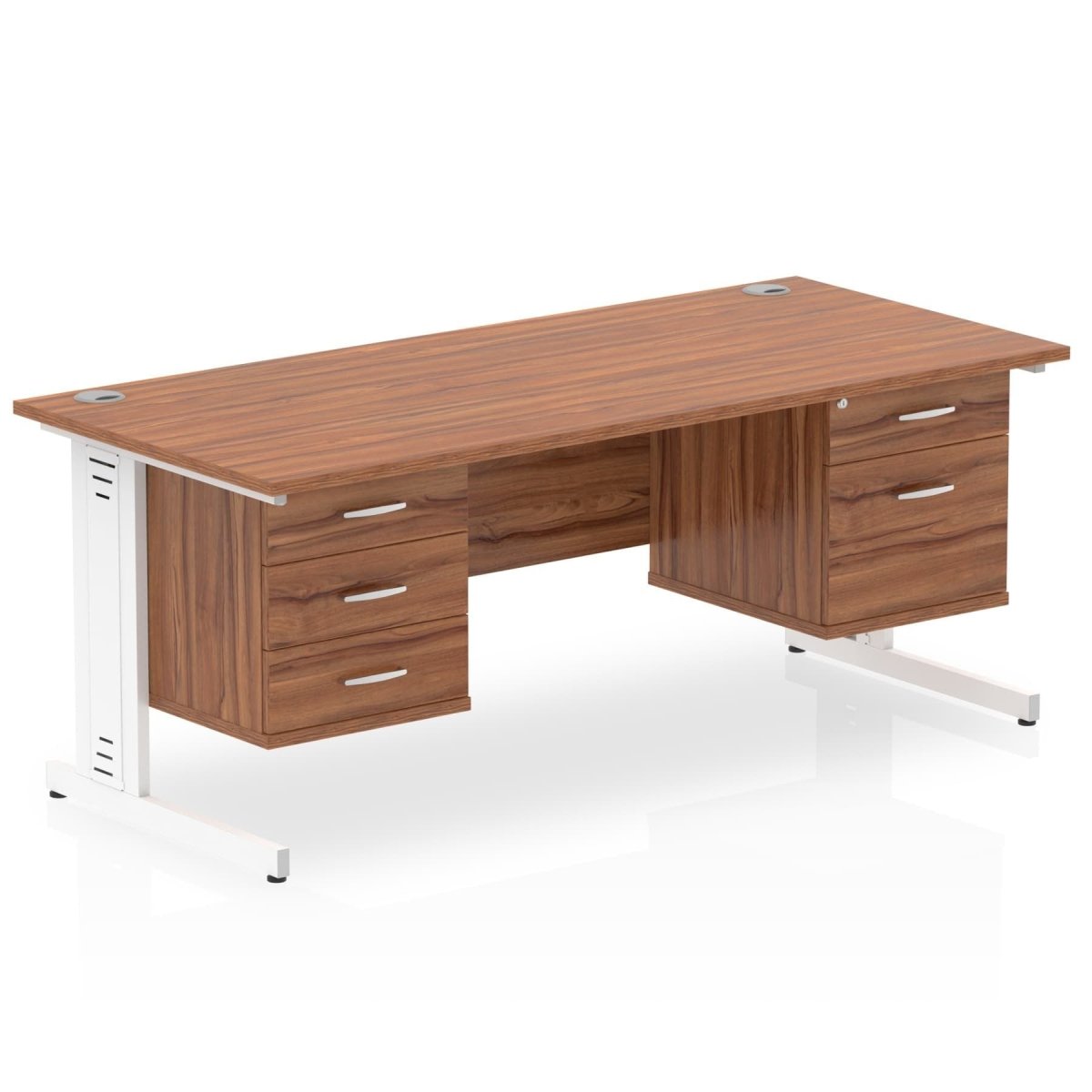 Office furniture impulse-160mm-cable-managed-straight-desk-with-fixed-pedestal Dynamic  OAK Desk Colour 2 Drawer 