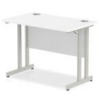 Office furniture impulse-100mm-slimline-desk-cantilever-leg Dynamic  Silver Colour White 