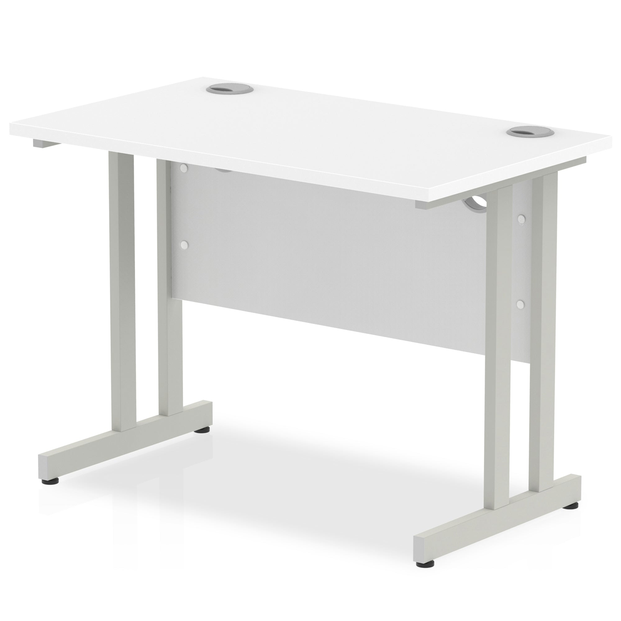 Office furniture impulse-100mm-slimline-desk-cantilever-leg Dynamic  Silver Colour White 
