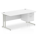 impulse-cantilever-straight-desk-silver-frame-with-fixed-pedestal Dynamic  WALNUT 160 Wide 2 Drawer & 3 Drawer