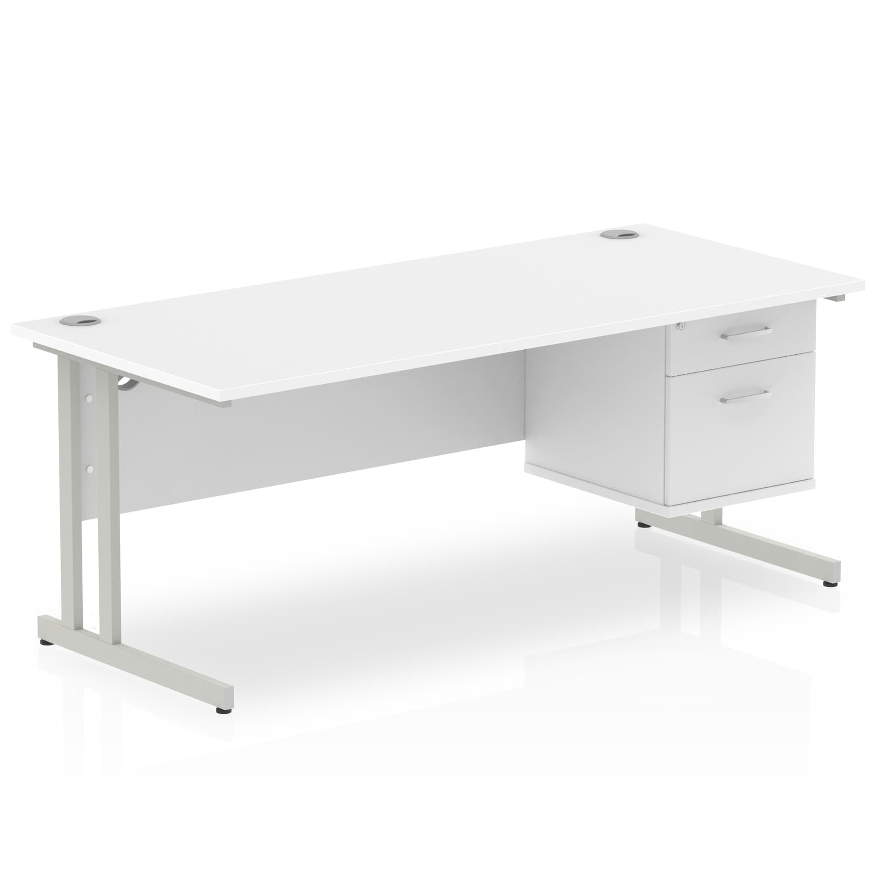 impulse-cantilever-straight-desk-silver-frame-with-fixed-pedestal Dynamic  OAK 180 Wide 2 Drawer & 3 Drawer