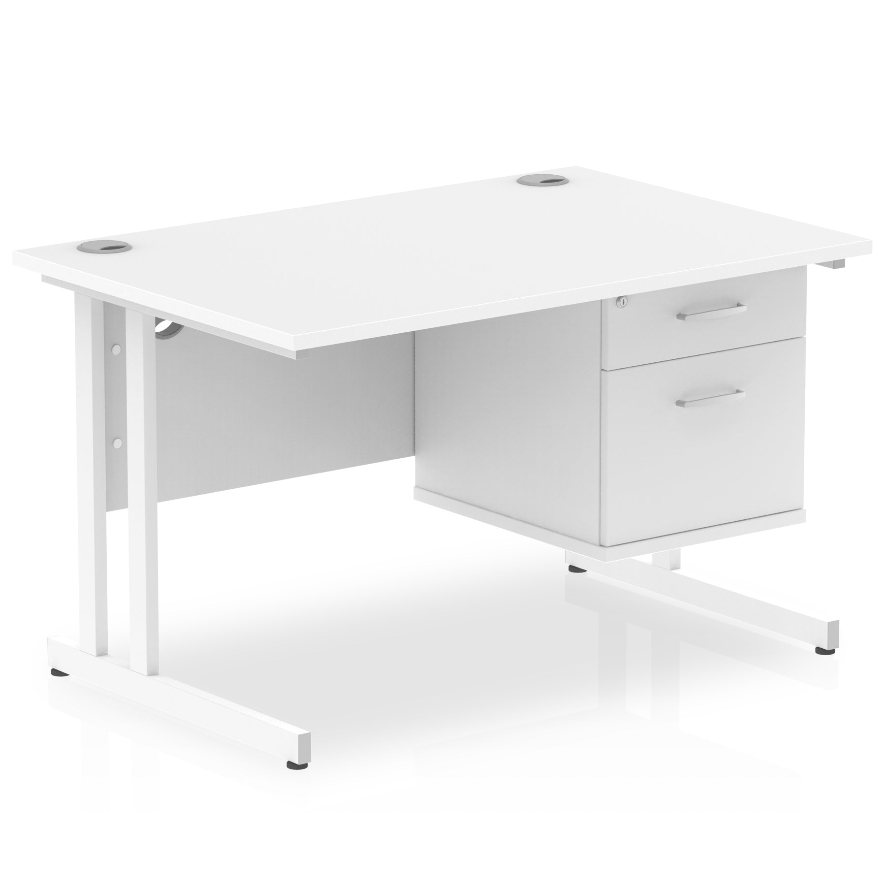 Office furniture impulse-cantilever-straight-desk-white-frame-with-fixed-pedestal Dynamic  WHITE 120 Wide 2 Drawer