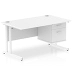 Office furniture impulse-cantilever-straight-desk-white-frame-with-fixed-pedestal Dynamic  WHITE 140 Wide 2 Drawer