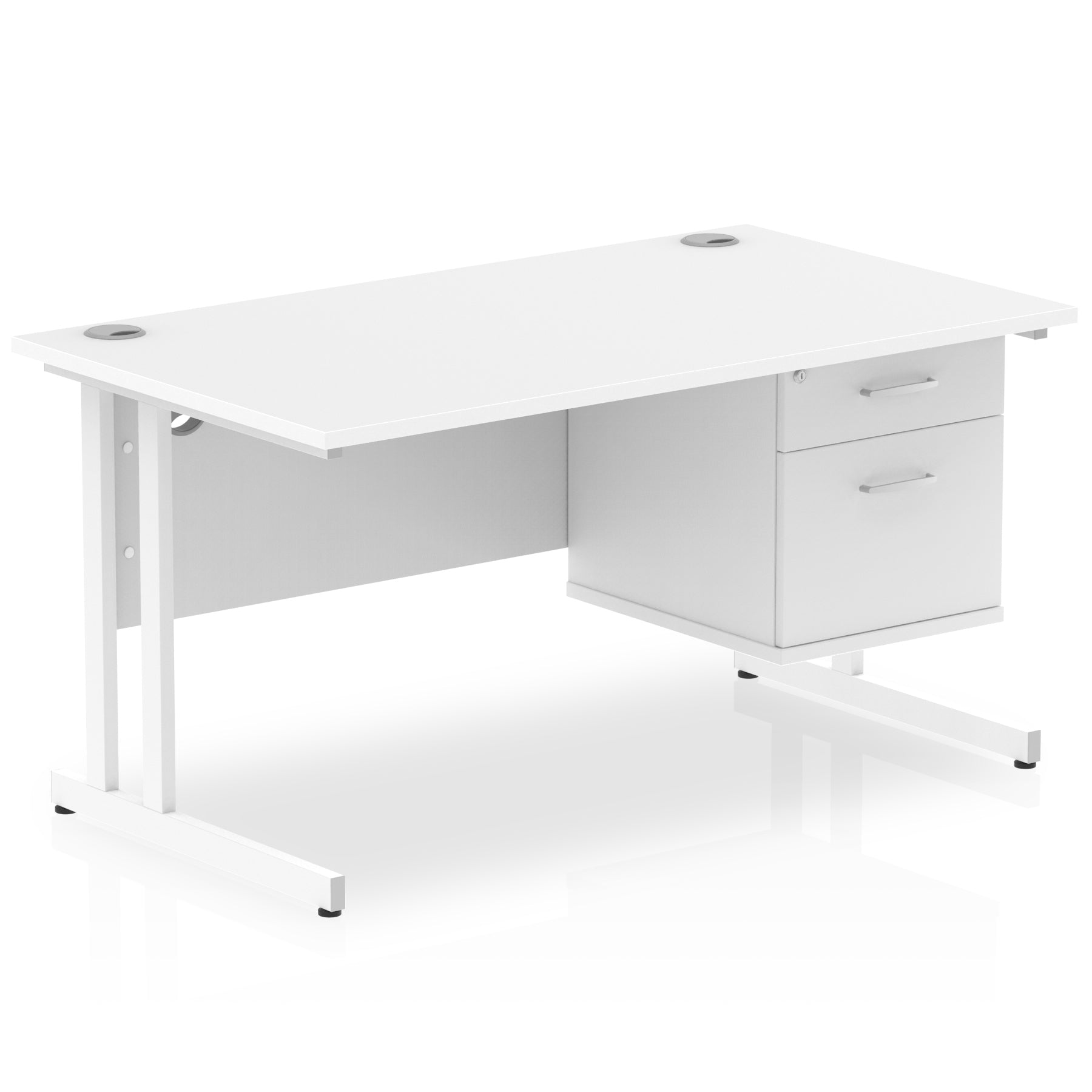 Office furniture impulse-cantilever-straight-desk-white-frame-with-fixed-pedestal Dynamic  WHITE 140 Wide 2 Drawer
