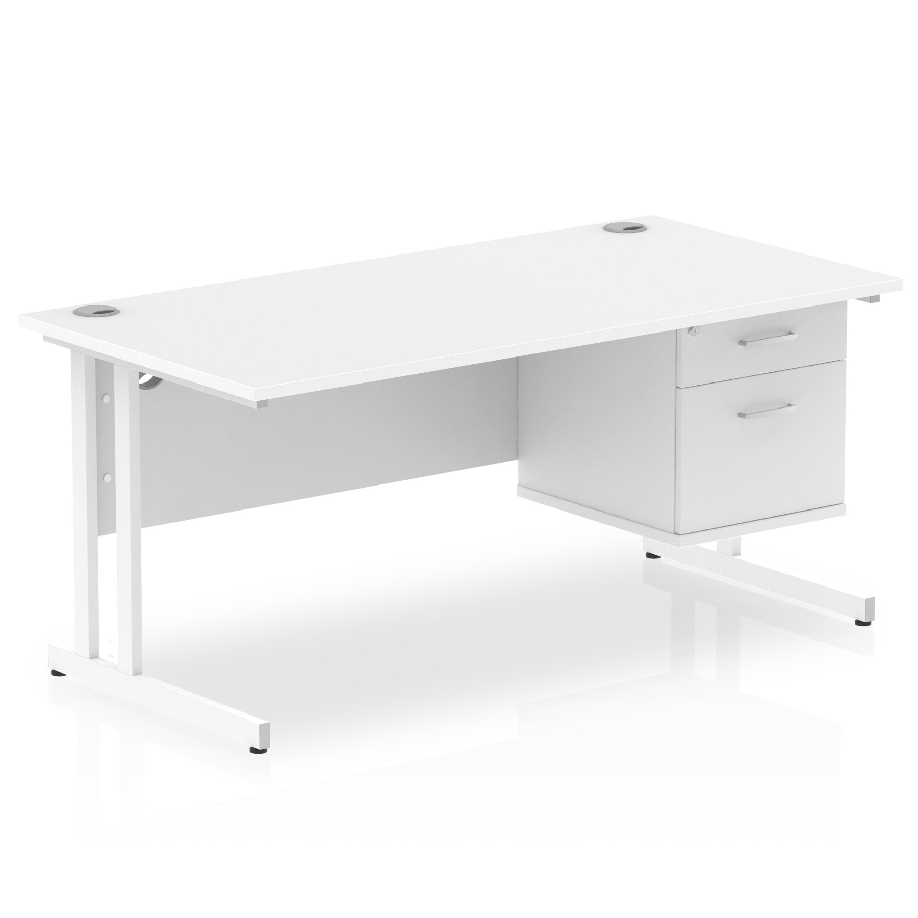 Office furniture impulse-cantilever-straight-desk-white-frame-with-fixed-pedestal Dynamic  WALNUT 160 Wide 2 Drawer