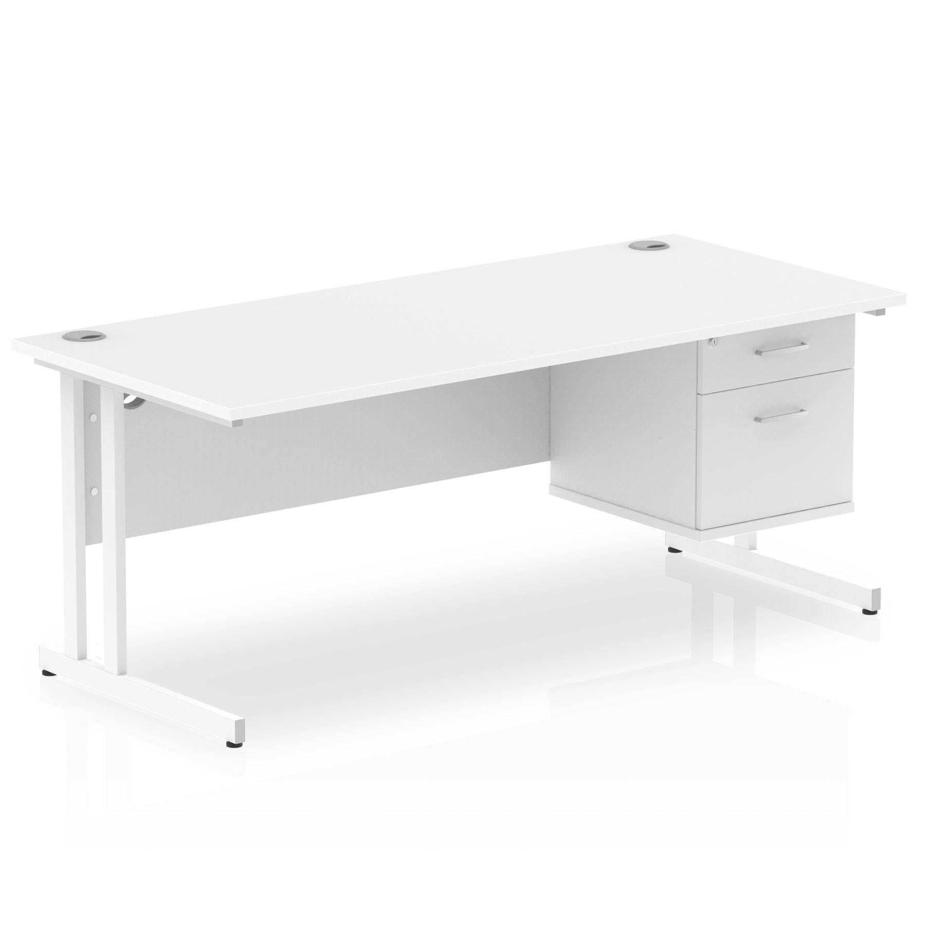 impulse-cantilever-straight-desk-white-frame-with-fixed-pedestal Dynamic  OAK 180 Wide 2 Drawer & 3 Drawer