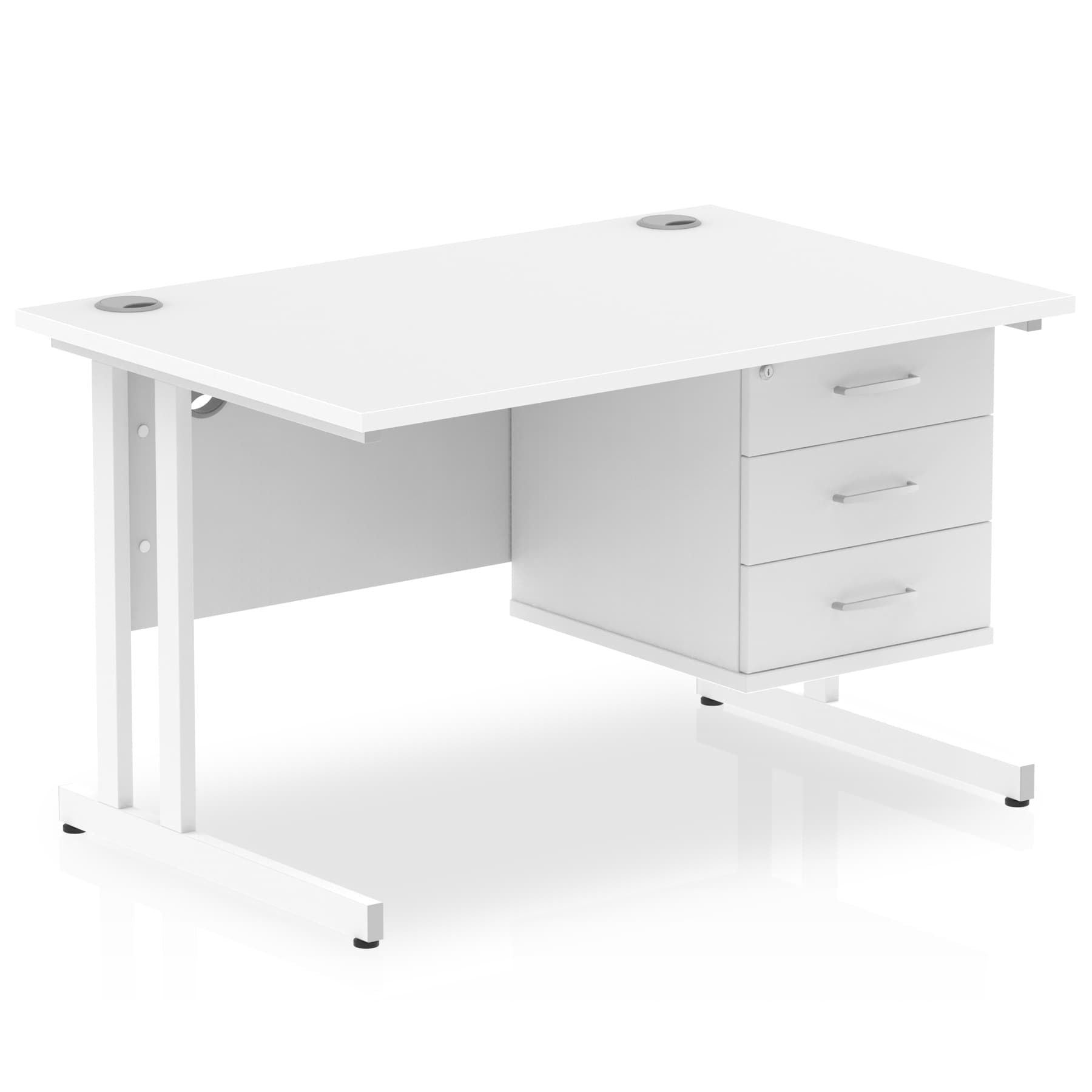 Office furniture impulse-cantilever-straight-desk-white-frame-with-fixed-pedestal Dynamic  WHITE 120 Wide 3 Drawer