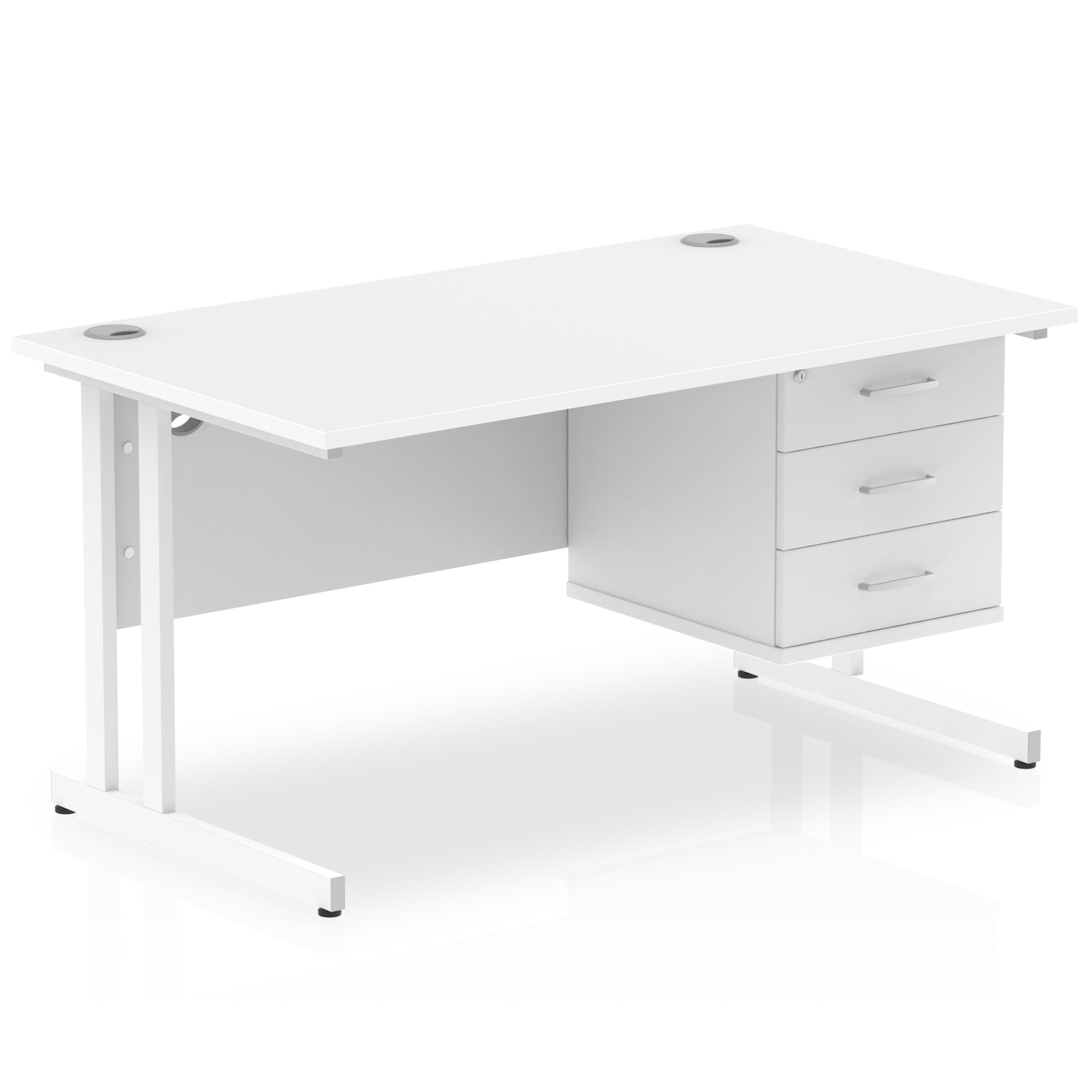 Office furniture impulse-cantilever-straight-desk-white-frame-with-fixed-pedestal Dynamic  WHITE 140 Wide 3 Drawer