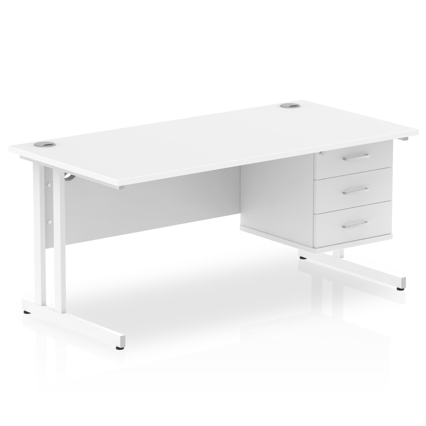 Office furniture impulse-cantilever-straight-desk-white-frame-with-fixed-pedestal Dynamic  WALNUT 160 Wide 3 Drawer