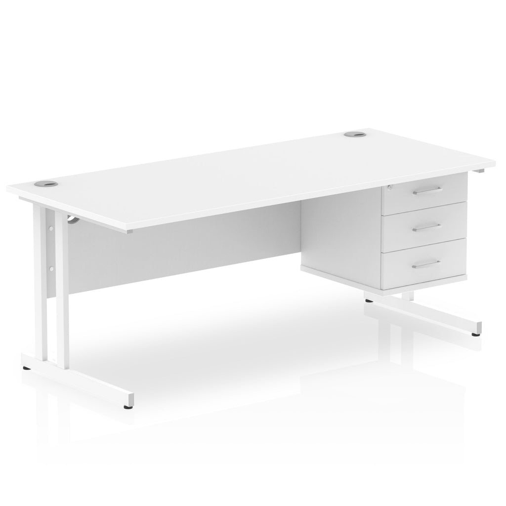Office furniture impulse-cantilever-straight-desk-white-frame-with-fixed-pedestal Dynamic  OAK 180 Wide 2 Drawer