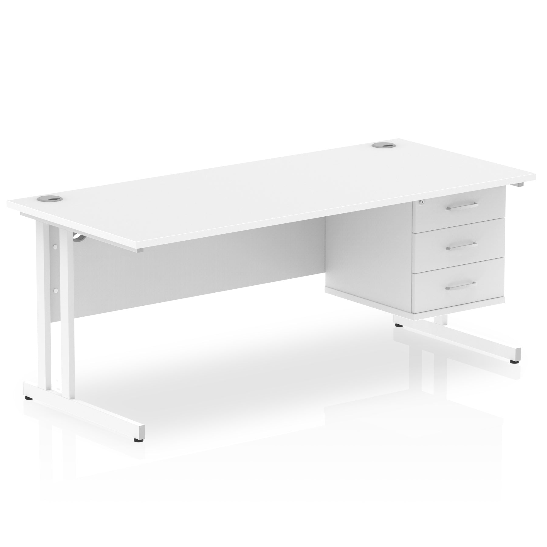 Office furniture impulse-cantilever-straight-desk-white-frame-with-fixed-pedestal Dynamic  OAK 180 Wide 2 Drawer