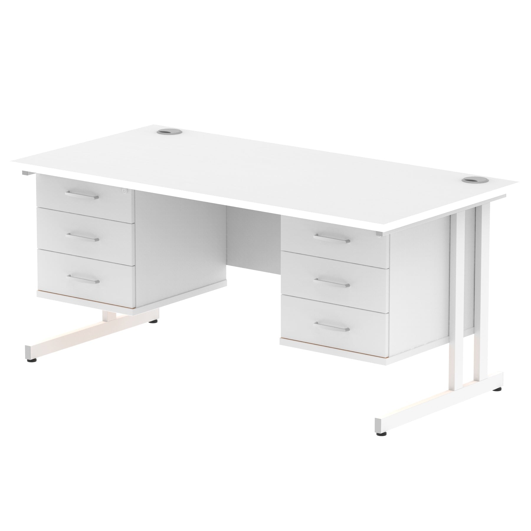 Office furniture impulse-cantilever-straight-desk-white-frame-with-fixed-pedestal Dynamic  WALNUT 160 Wide 2 Drawer x2