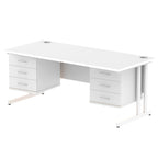 Office furniture impulse-cantilever-straight-desk-white-frame-with-fixed-pedestal Dynamic  OAK 180 Wide 3 Drawer