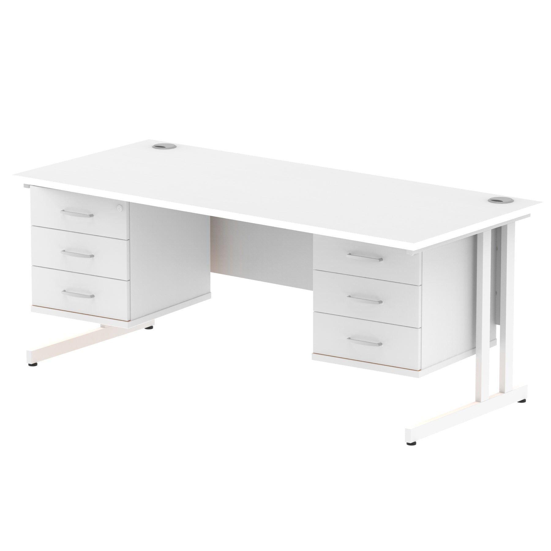 Office furniture impulse-cantilever-straight-desk-white-frame-with-fixed-pedestal Dynamic  OAK 180 Wide 3 Drawer