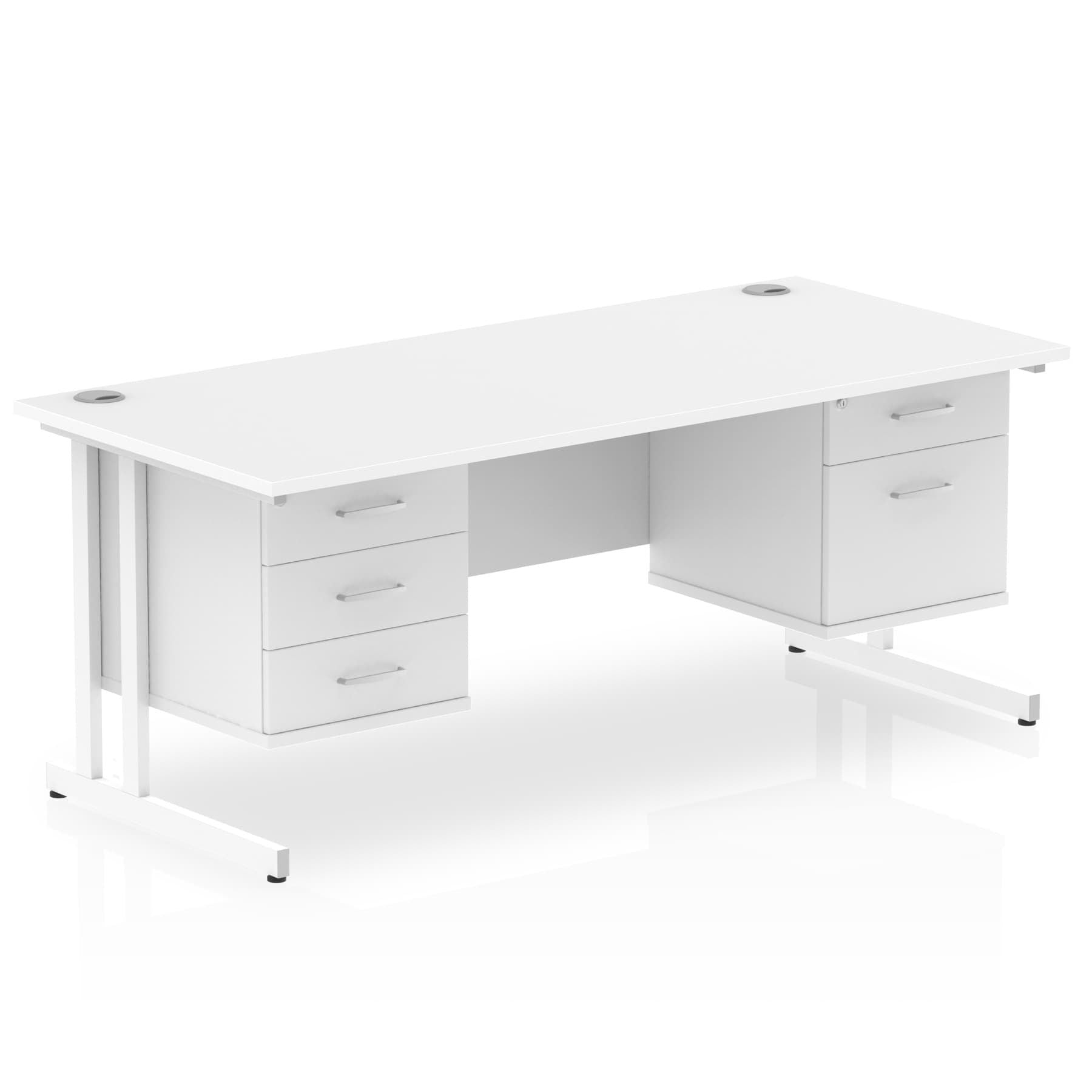 Office furniture impulse-cantilever-straight-desk-white-frame-with-fixed-pedestal Dynamic  MAPLE 180 Wide 3 Drawer x2