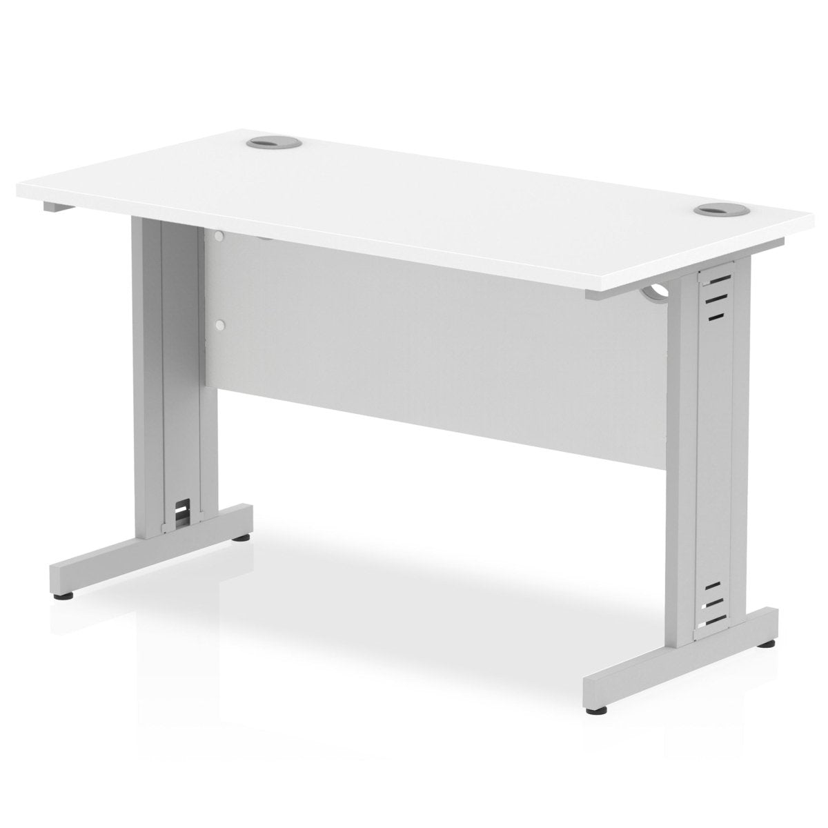 Office furniture impulse-120mm-slimline-desk-cable-managed-leg Dynamic  Silver Colour White 