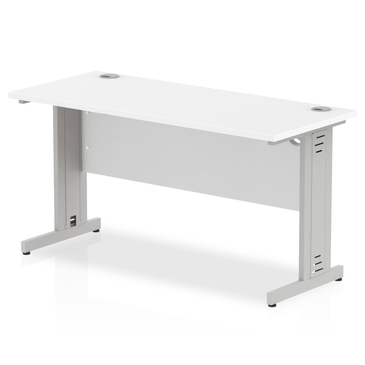 Office furniture impulse-140mm-slimline-desk-cable-managed-leg Dynamic  Silver Colour White 