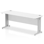 Office furniture impulse-180mm-slimline-desk-cable-managed-leg Dynamic  Silver Colour White 