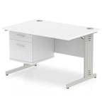 Office furniture impulse-120mm-cable-managed-straight-desk-with-fixed-pedestal Dynamic  WHITE Desk Colour 2 Drawer 