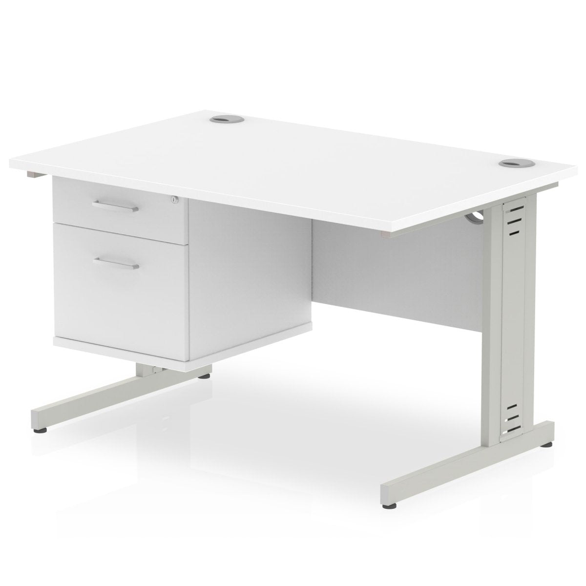 Office furniture impulse-120mm-cable-managed-straight-desk-with-fixed-pedestal Dynamic  WHITE Desk Colour 2 Drawer 