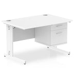 Office furniture impulse-120mm-cable-managed-straight-desk-with-fixed-pedestal Dynamic  WHITE Desk Colour 2 Drawer 