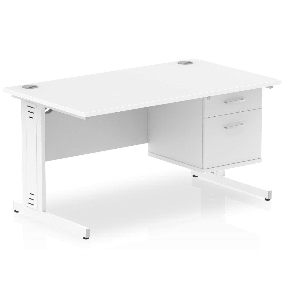 Office furniture impulse-140mm-cable-managed-straight-desk-with-fixed-pedestal Dynamic  WHITE Desk Colour 2 Drawer 