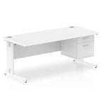 Office furniture impulse-180mm-cable-managed-straight-desk-with-fixed-pedestal Dynamic  OAK Desk Colour 3 Drawer x2 