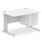 Office furniture impulse-120mm-cable-managed-straight-desk-with-fixed-pedestal Dynamic  WHITE Desk Colour 3 Drawer 