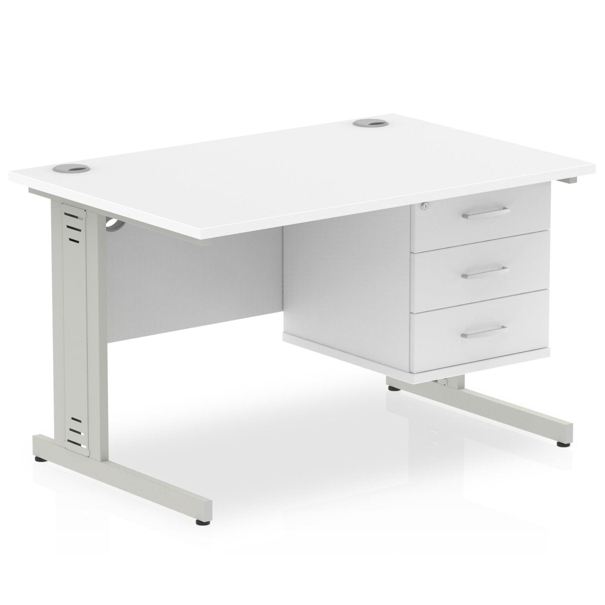 Office furniture impulse-120mm-cable-managed-straight-desk-with-fixed-pedestal Dynamic  WHITE Desk Colour 3 Drawer 