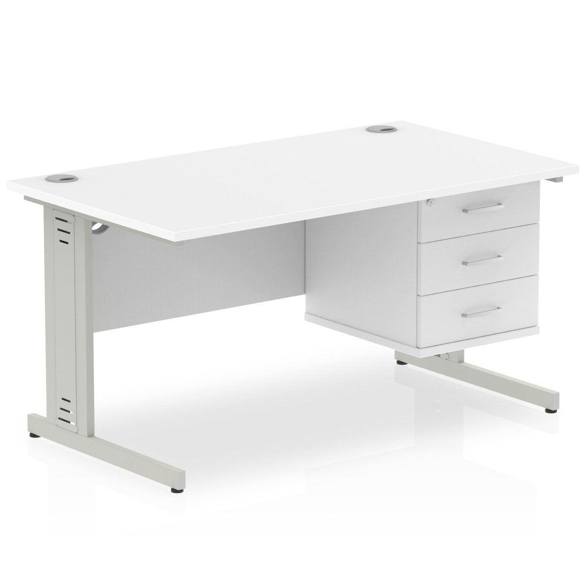 Office furniture impulse-140mm-cable-managed-straight-desk-with-fixed-pedestal Dynamic  WHITE Desk Colour 3 Drawer 