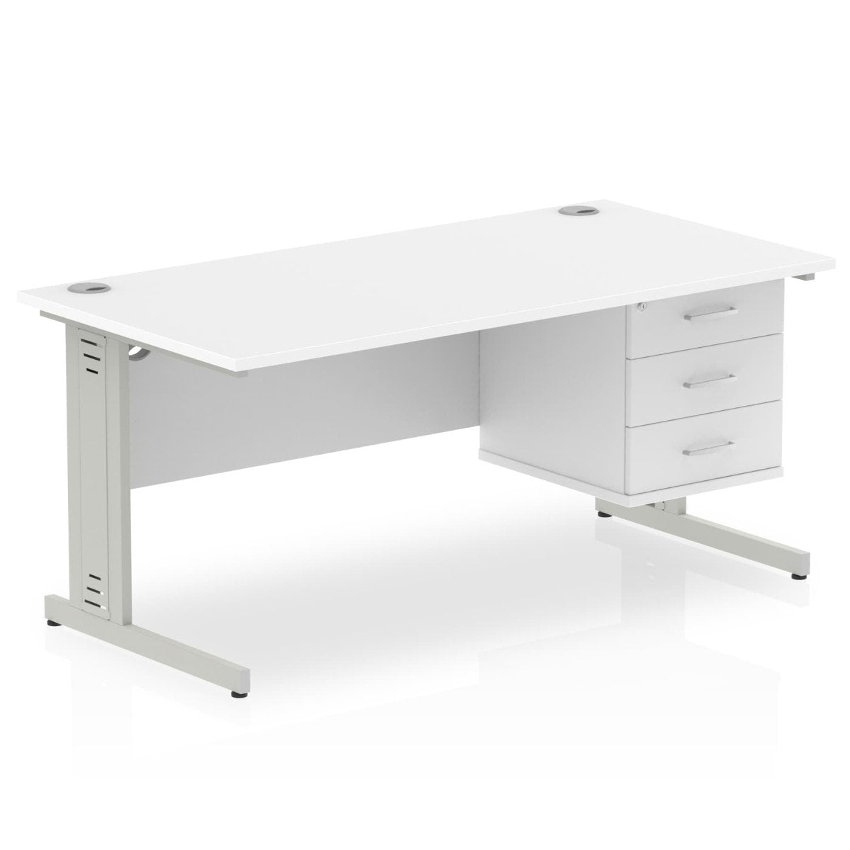 Office furniture impulse-160mm-cable-managed-straight-desk-with-fixed-pedestal Dynamic  OAK Desk Colour 2 Drawer 