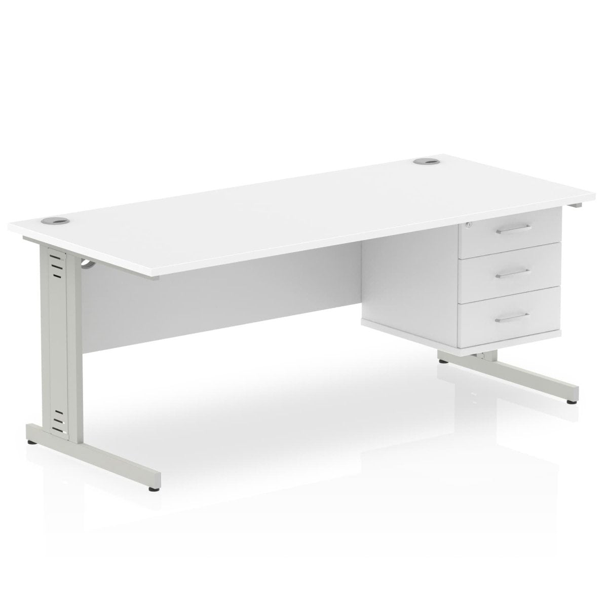 Office furniture impulse-180mm-cable-managed-straight-desk-with-fixed-pedestal Dynamic  OAK Desk Colour 2 Drawer x2 