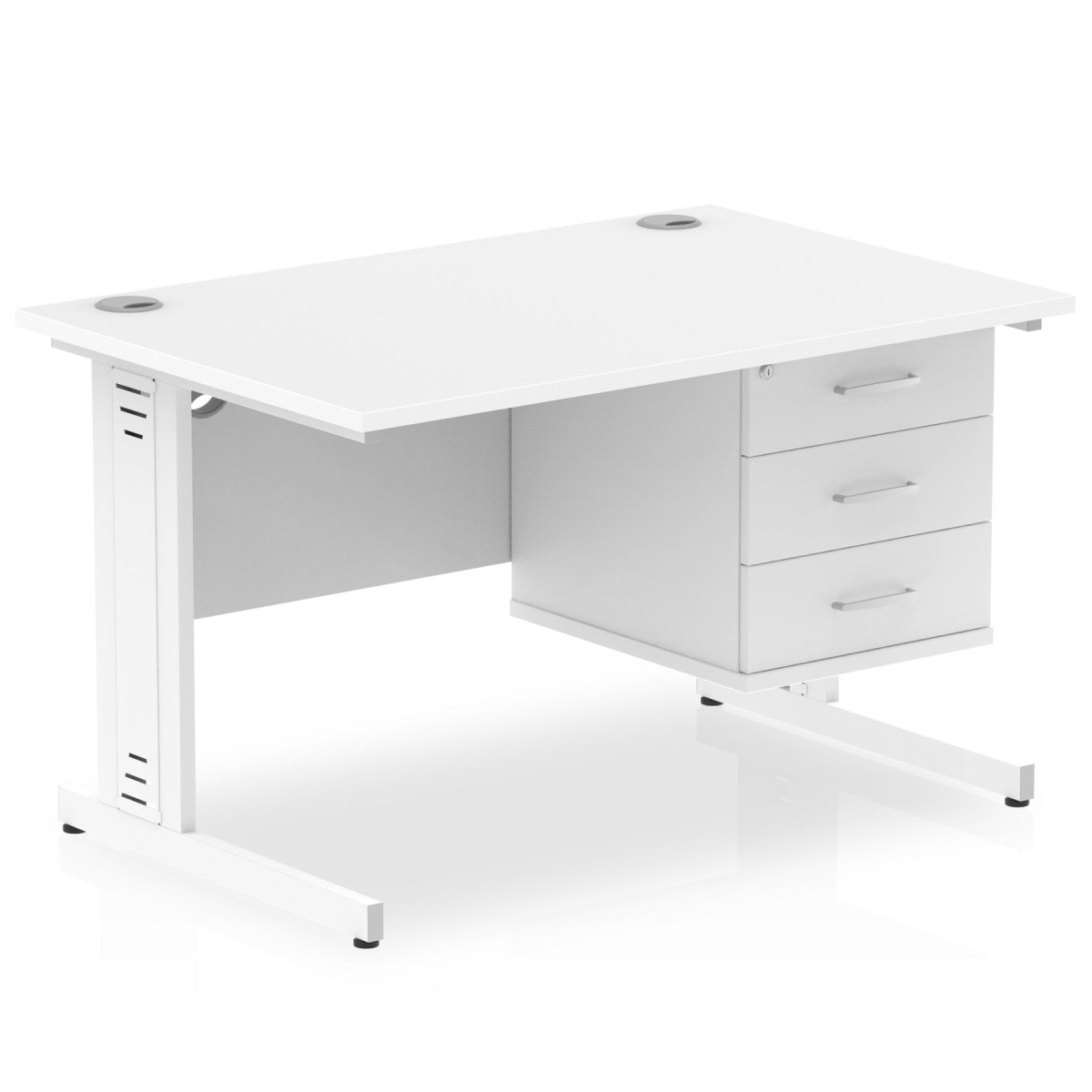 Office furniture impulse-120mm-cable-managed-straight-desk-with-fixed-pedestal Dynamic  WHITE Desk Colour 3 Drawer 