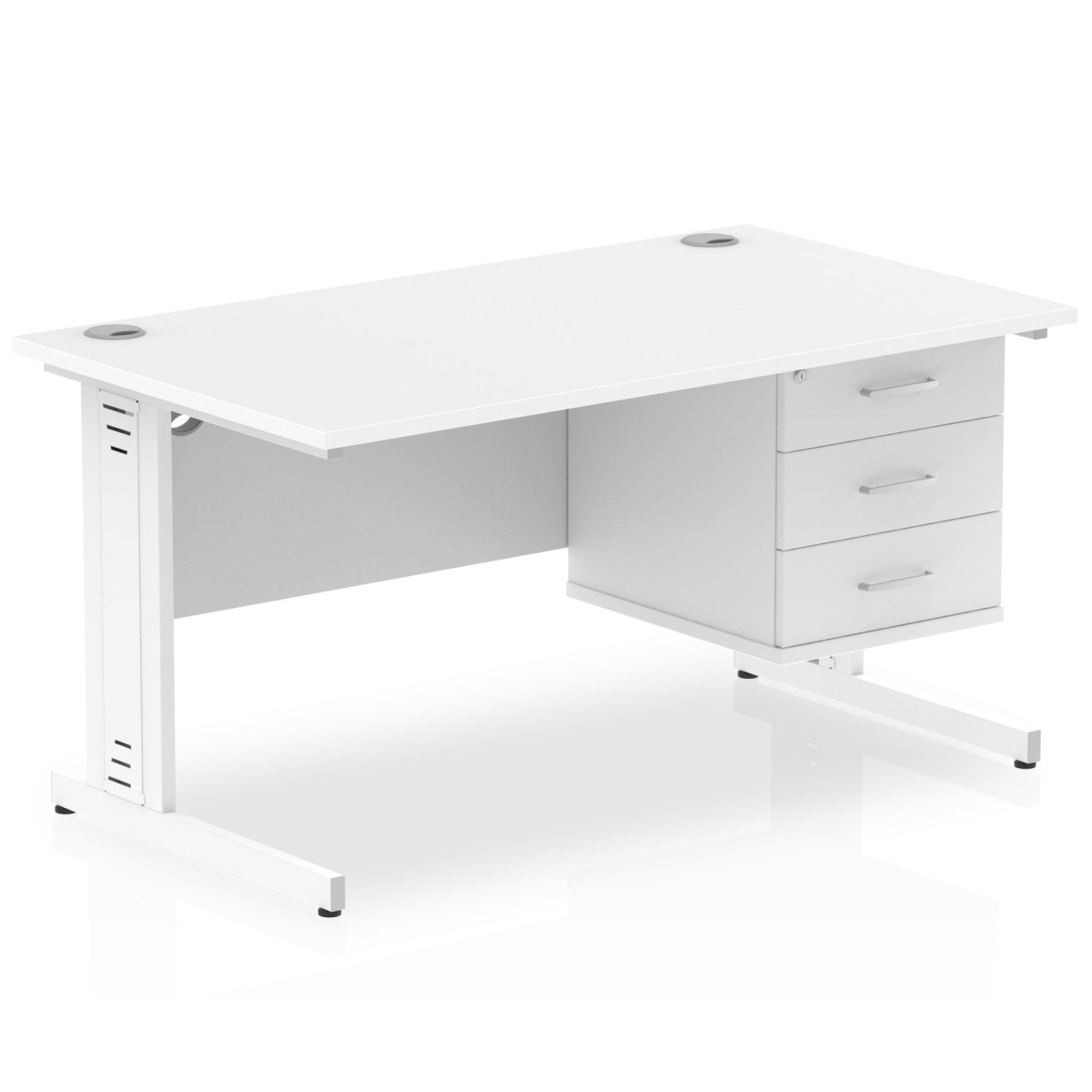 Office furniture impulse-140mm-cable-managed-straight-desk-with-fixed-pedestal Dynamic  WHITE Desk Colour 3 Drawer 