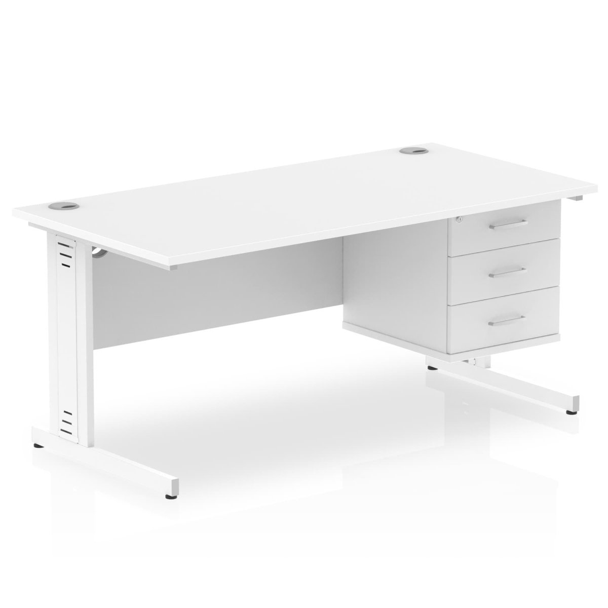 Office furniture impulse-160mm-cable-managed-straight-desk-with-fixed-pedestal Dynamic  OAK Desk Colour 3 Drawer x2 