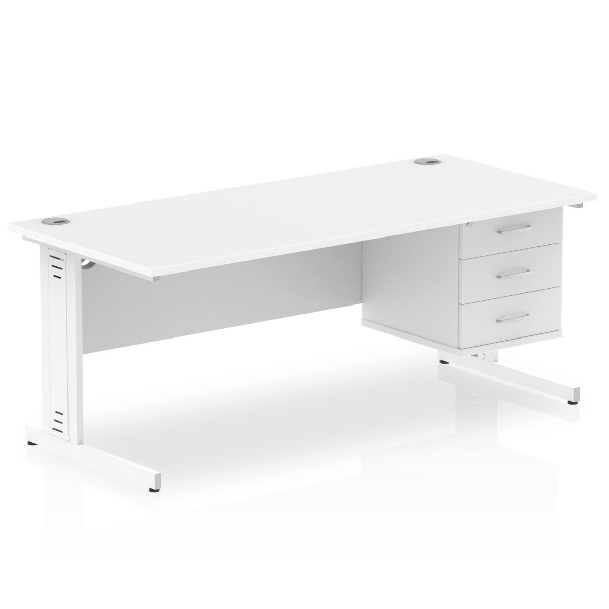 Office furniture impulse-180mm-cable-managed-straight-desk-with-fixed-pedestal Dynamic  OAK Desk Colour 3 Drawer x2 