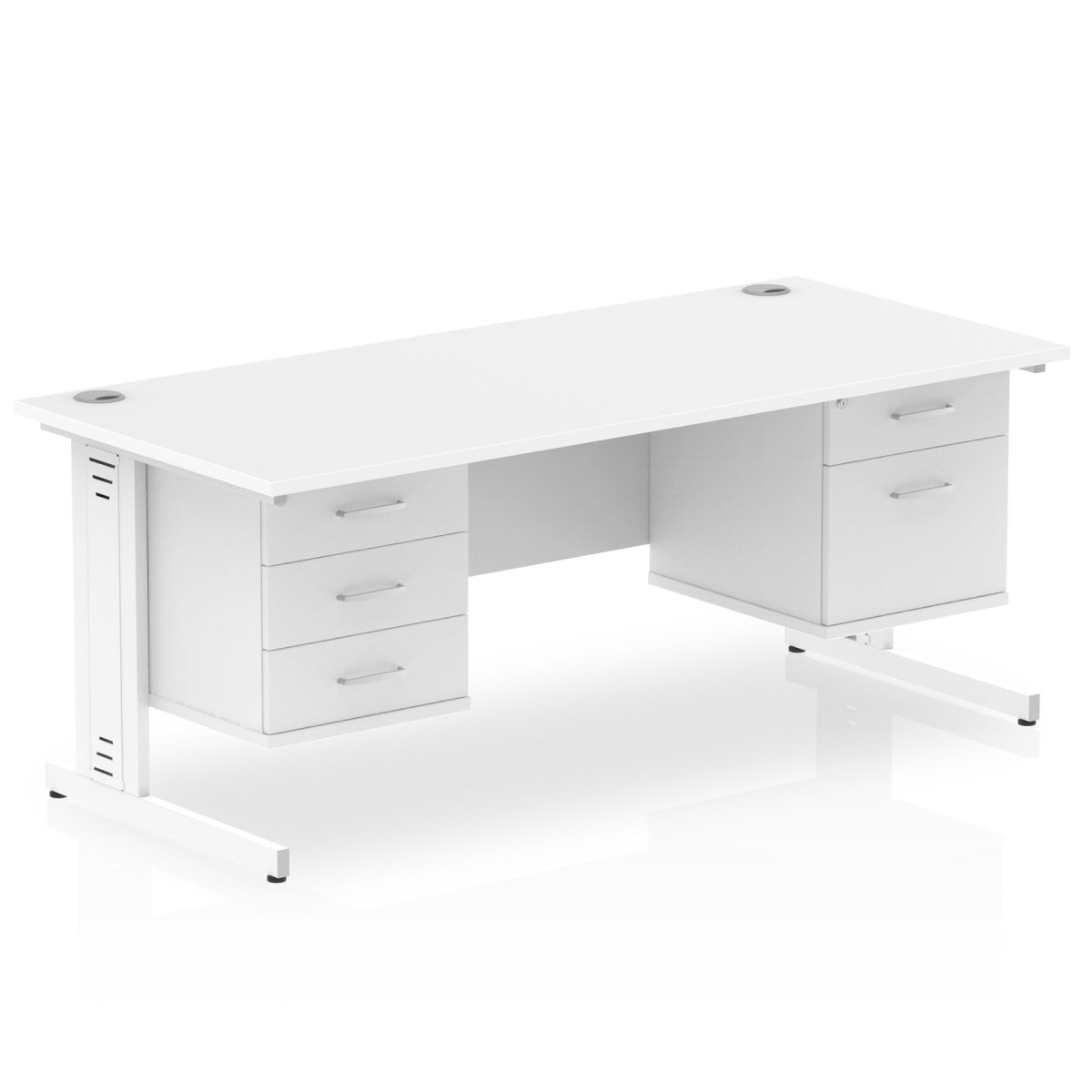 Office furniture impulse-180mm-cable-managed-straight-desk-with-fixed-pedestal Dynamic  OAK Desk Colour 2 Drawer x2 